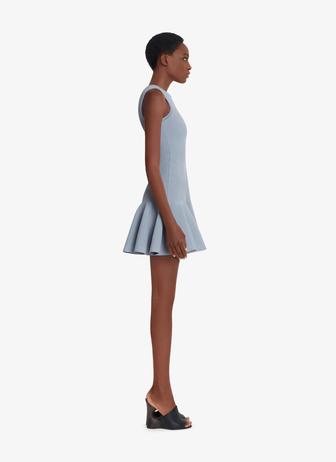 REFLECTIVE-KNIT SKATER DRESS ALAÏA SILVER REFLECTIVE-KNIT SKATER DRESS